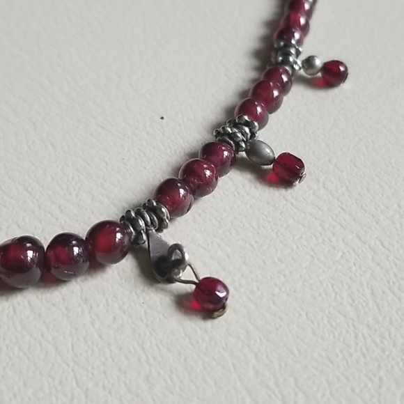 Vintage Art Deco 1920s Garnet and Marcasite Sterling Silver Beaded Necklace - Picture 15 of 16